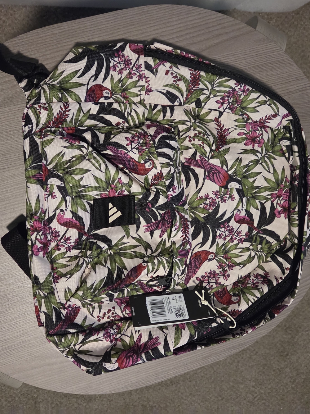 Adidas Floral Tropical Parrot Backpack - Pink & Green on Cream - Picture 9 of 13